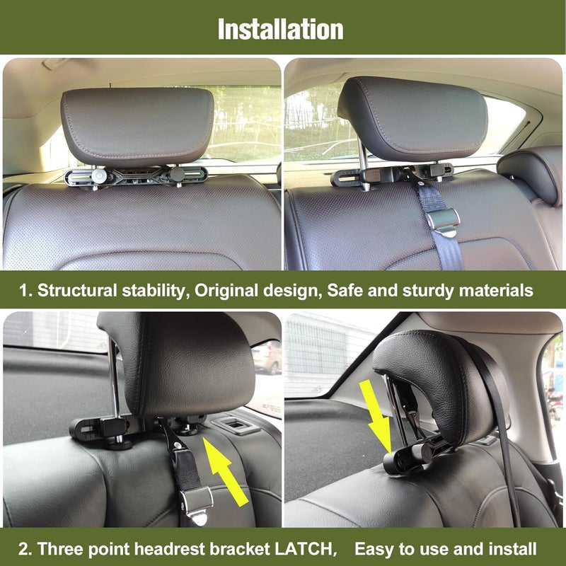 JHKLS Universal Car Headrest Mount Bracket ISOFIX Latch, Car Child Seat Restraint Anchor Mounting Kit for ISOFIX Latch Headrest Bracket 248*29*58mm, Black - Image 4